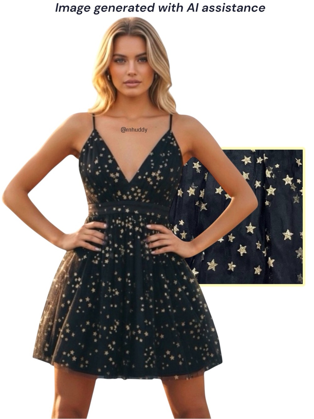 Lulus M black with gold stars fit & flare tulle dress